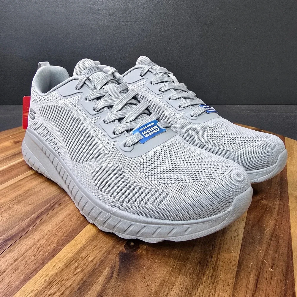 Skechers Bobs Squad Chaos Face Off Womens 10 Wide Light Gray‎ Vegan Memory Foam